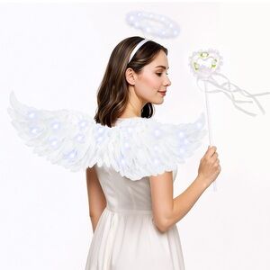 Illuminated Angel Costume with Wings and Halo